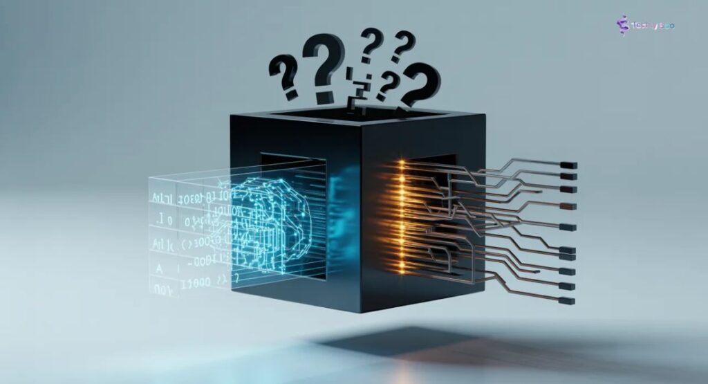 Explainable AI concept showing hidden decision making in AI systems 