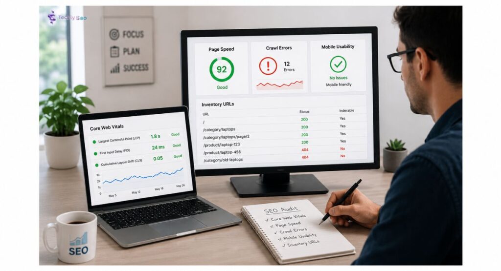 Automotive technical SEO audit checking 